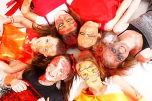Some of the Caerphilly youngsters sporting their designs made from recycled materials.