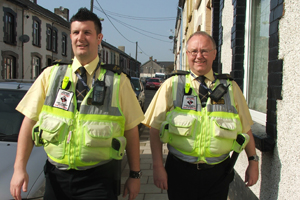 Community safety wardens Paul Wallen and Alan Davies on patrol in Phillipstown