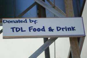 The sign on the water pump donated by Caerphilly-based TDL The sign on the water pump donated by Caerphilly-based TDL