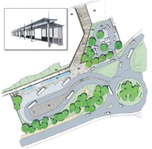 An artist's impression of the new Bargoed bus station