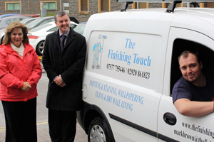 Sharon Owen, from Caerphilly Council, Andrew Morris of UK Steel Enterprise and Mark Brown