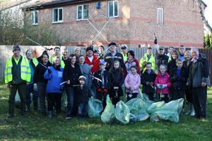 The volunteers and workers who helped clean up an area of Pontypandy