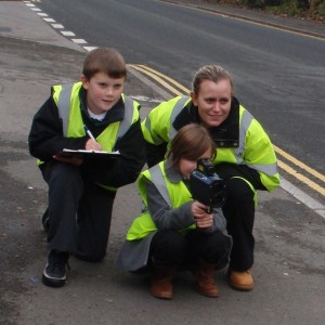School children across Caerphilly County Borough have been using speed guns