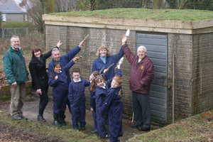 Pupils from Gilfach Fargoed Primary School with Cllr Harry Andrews
