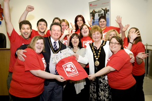 Cllr Vera Jenkins with staff from Llamau at the charity launch