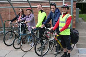 Coleg Gwent staff and their bikes
