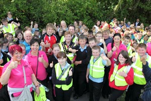 School children tested the new safe route to St Cenydd School