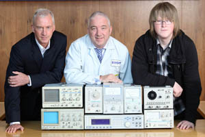 Mel Jones curriculum area manager, David Davies, Axiom with student Luke Thomas