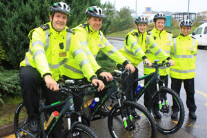 Caerphilly's team of community safety wardens with their new bikes