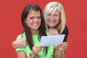 Nichol Thompson and mum Deb Thompson celebrate the 18-year-old's A-Levels