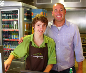 Caerphilly Snack Bar worker Will Thomas with owner Gavin Jones