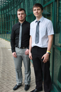 Curtis Rees and Ross Wilkes have secured apprenticeships with Tredomen based firm SCS Group