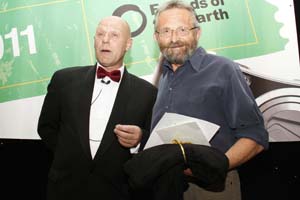 Gordon James, former director of Friends of the Earth Cymru accepts the award on behalf of the Caerphilly group