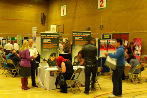 More than 600 people visited the jobs fair at Caerphilly Leisure Centre