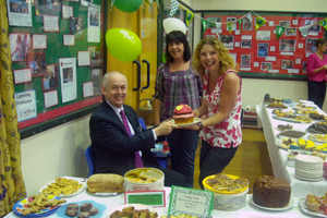Caerphilly MP Wayne David at a coffee morning at Trinity Fields School
