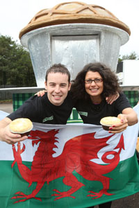 Owain Jones and Clare Morgan of Peter's prepare the Piemobile for Wales v France