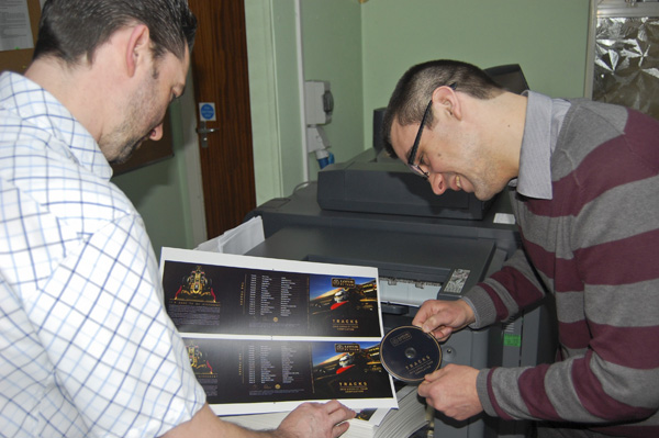 Dischromatics' Kayle Garkut and Gareth Spencer with the finished Lotus F1  products