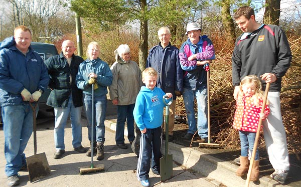 Residents of Princetown who helped clear the community garden