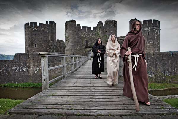 The pilgrims at Caerphilly Castle