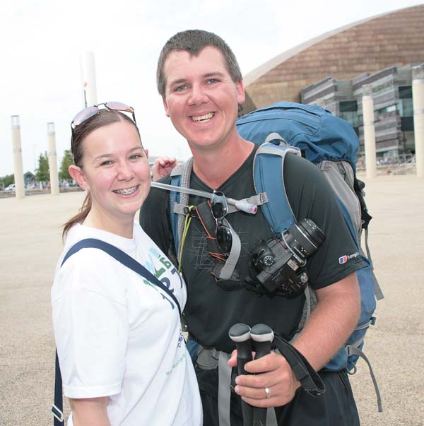 Dave Quarrell is greeted by his wife Natasha after his 1,000 mile walk