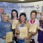 Hairdressing Level 2 Class students Amy Eynon, Peyton Davis, Holie Pearce and Samantha Preece are presented with their Advocate of the Year awards by Mayor Gaynor Oliver. Also pictured is Deputy Principal Paul Martin
