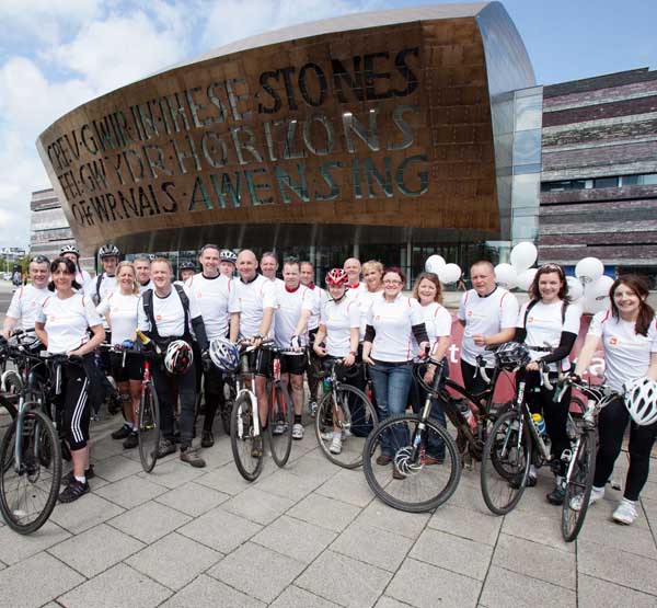 The Thomas Carroll Ty Hafan bike riders at the finishing line
