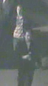 The two men police would like to speak to after six cars were damaged with green paint in Abertridwr