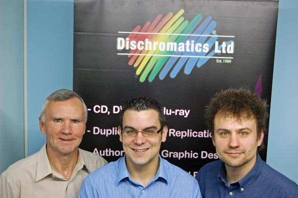 Dischromatics chairman Stewart Spencer with sons Gareth and Alex