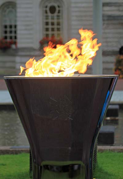 The Paralympic cauldron alight in Cardiff. Photography by Carl Jones