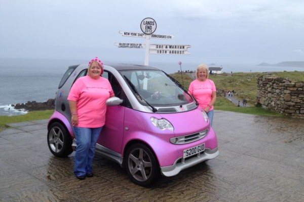 Sue Toogood with her car and friend Marian Webster