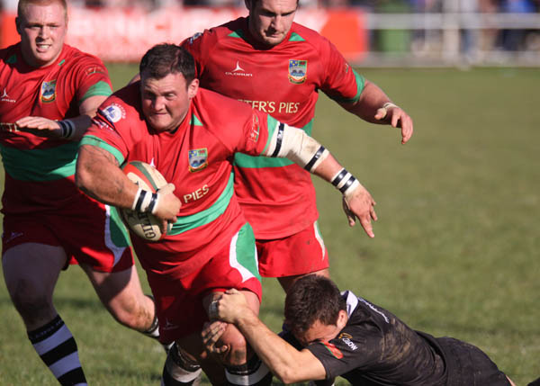 Bedwas prop Dan Preece powers past the Neath defence