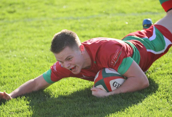 Ethan dives in for a try versus Neath