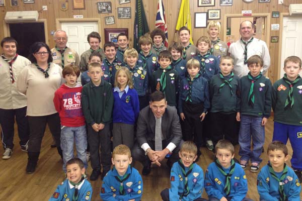 Abercarn Scouts with Labour MP Chris Evans