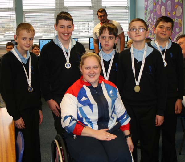Josh Waite, Jake Weston, Rhys Jones, Daniel Davies and Louis Davies with Sara Head