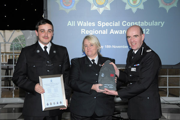 Gwent Police's Special Sergeant Dewi Roberts with Special Inspector Christine Smith and North Wales Police ACC Gareth Pritchard