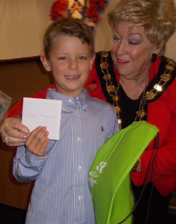 Overall winner Harry Chapman was presented with his prize by the Mayor of Caerphilly County Borough Council