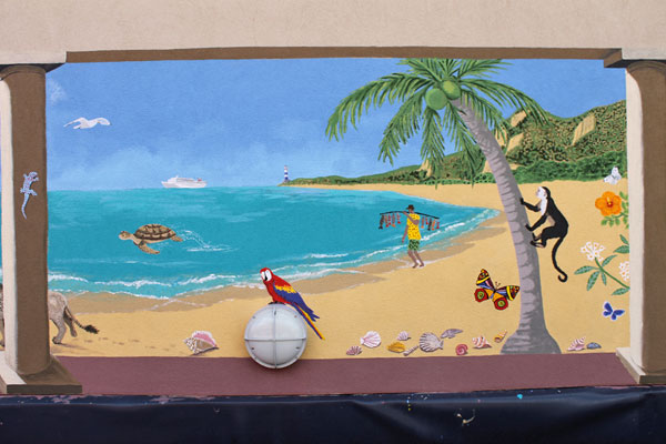 Students each chose their own details for the mural, including animals, fish and plants.