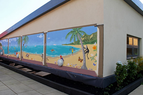 The artwork is the first stage in the development of the campus rooftop terrace, which will also see plants, mosaics and a seating area added.