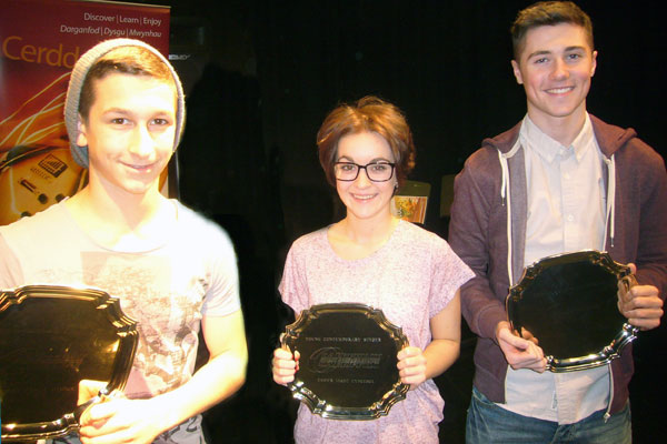 Competition winners Luke Moses, Bethan Phillips and Zack Simic