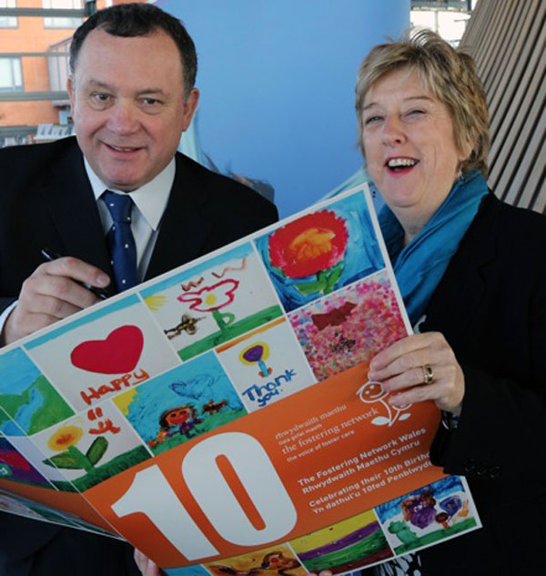 Plaid Cymru AM Lindsay Whittle with Freda Lewis, director of Fostering Network Wales