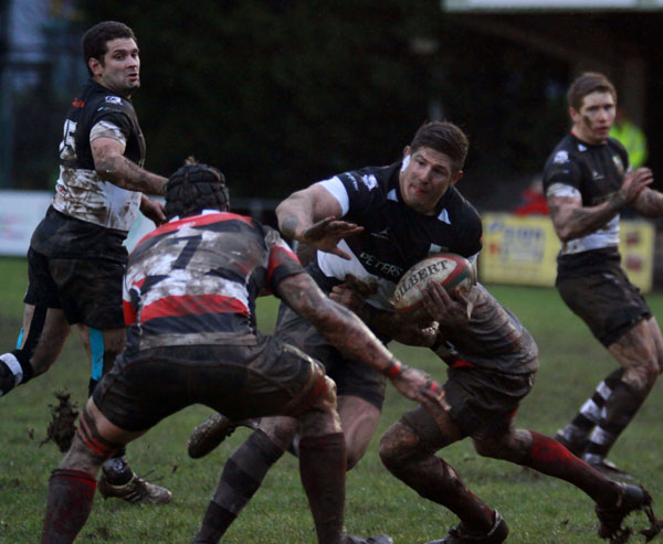 Bedwas centre Ross Wardle finds his path blocked