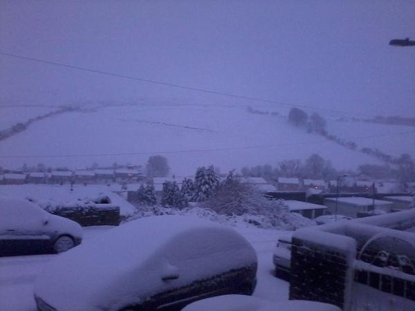 Abertridwr blanketed in snow - picture tweeted in by Paul Jones