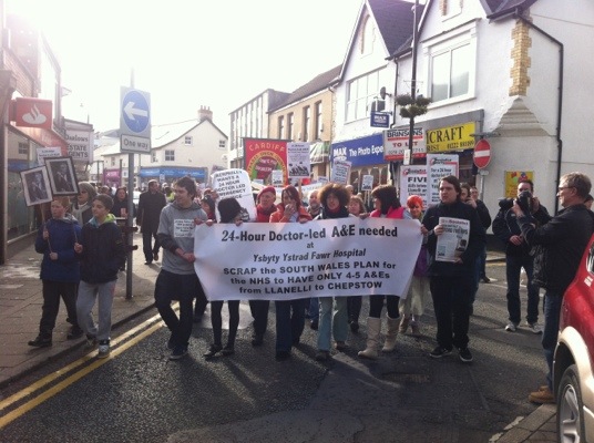Campaigners march through Caerphilly town