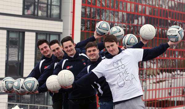 Ystrad Mynach College students Josh Hayward, Daniel Morgan, Rhys Williams, Bleddyn Kelly and Alex Lippiatt