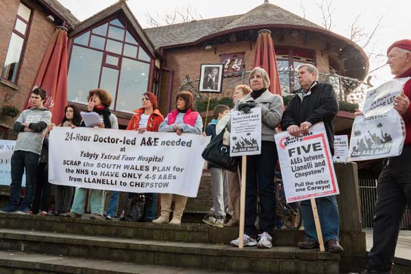 At the end of the march, campaigners held a rally outside the tourist information centre