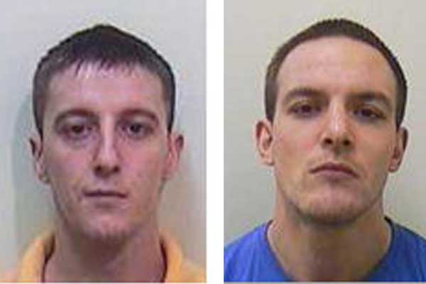 Stephen Rees, aged 31, and Liam Ahearne, aged 24, absconded from HMP Leyhill at around 9pm on Wednesday January 30, 2013.