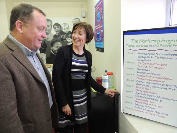 AM Lindsay Whittle with Jill Lubienski, Action for Children practitioner at the CPSP