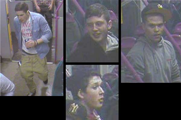 British Transport Police would like to speak to these people in connection with a fight that broke out on a train near Caerphilly on January 25