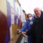 Caerphilly MP Wayne David helps out at SYDIC's graffiti art day