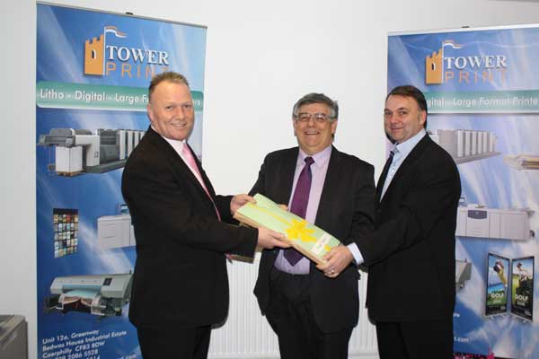 (L-R) Darren Pole, managing director Tower Print, Cllr Ken James, Paul Pole, director Tower Print